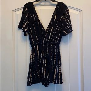 Tie dye short sleeve romper